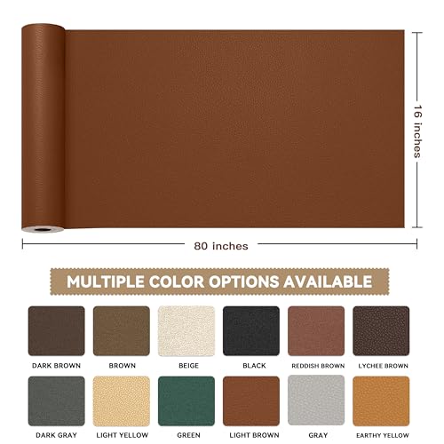 TIANLDD Leather Repair Tape,16 x 80 Inches Self Adhesive Leather Repair Patch，Leather Repair Kit for Furniture，Couches,Car Seats,Cabinets,Handbags(Brown-Litchi Grain) - color: Brown-Litchi Grain, size: 16" x 80"