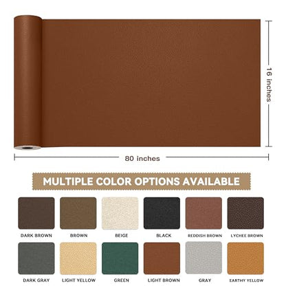 TIANLDD Leather Repair Tape,16 x 80 Inches Self Adhesive Leather Repair Patch，Leather Repair Kit for Furniture，Couches,Car Seats,Cabinets,Handbags(Brown-Litchi Grain) - color: Brown-Litchi Grain, size: 16" x 80"