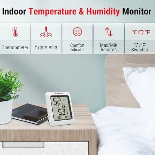 TempPro TempAir Digital Hygrometer Indoor Thermometer Humidity Monitor - color: White