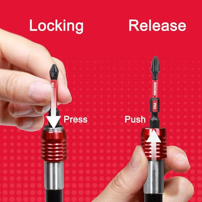 Geinxurn 12” Impact Screwdriver Bit Holders Extra Long, Magnetic Extension Quick-Change Socket Drill Bit Holder Cr-V Steel Hex Shank Quick Release Drill Bit Guide - size: 12"-1PCS