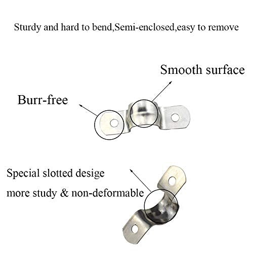 Hahiyo Two Holes Pipe Tube U Bracket Clamps 20MM Heavy Duty No Rust Shiny Strong Resist Wind No Sharp Rigid Strap Clip Conduit Ring 304 Stainless Steel for Fixing Supporting Decorating 10pcs - size: 20mm inside diameter