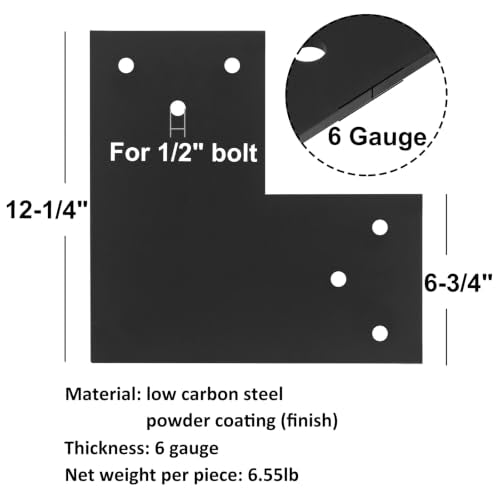 2 PCS Flat L Bracket for 8x8 Post, Mending Plate, 6 Gauge Heavy Duty