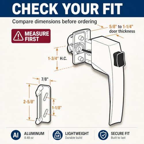 PRIME-LINE Screen & Storm Door Push Button Latch Set, Aluminum, Night Lock - color: Aluminum