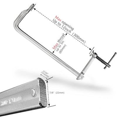 Heavy-Duty 12-Inch F-Clamps, 2-Pack, 550 Lbs Forged Alloy Steel - size: 12 x 3 Inch (300×80mm)/550 Lbs
