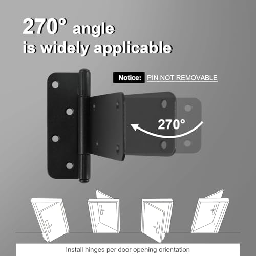 4 Pack 5" Door Hinges,260 Lbs Capacity Heavy Duty Gate Hinges - size: 5"- 4 pcs-Matte black