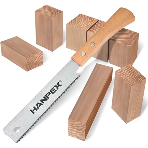 Hanpex 6-Inch Japanese Hand Saw, SK5 Pull Saw With Flexible Blade for Flush Cut Woodworking, DIY and Small Projects