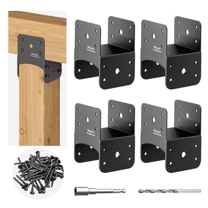Post Anchor Connector,Stainless Steel Beam Anchor Connector, Post Base Bracket for Supporting Wood Beams (4, P4x4-B(4x4/4x6)) - size: P4x4-B(4x4/4x6)