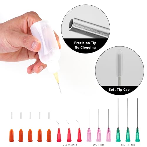 50cc Needle Glue Bottles, Precision Tip Squeeze Applicator Dispenser Bottle - size: 1.7 Ounces