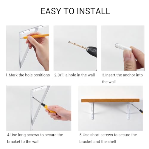 HOME MASTER HARDWARE Heavy Duty Shelf Brackets, 12x8 Inch, White 2 Pack - color: White, size: 12 inch x 8 inch-2pcs