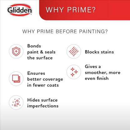 Glidden Glidden Interior/Exterior Stain Block Primer Flat, White, 1 Gallon