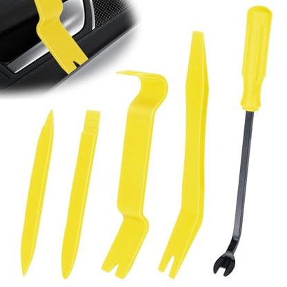 BFXM 5PCS Auto Trim Removal Tool kit,Clip Pry Tools Kit No Scratch Plastic - color: Yellow