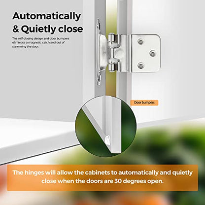 Ravinte 3/8" Inset Polished Chrome Cabinet Hinges 60 Pack (30 Pairs) - color: Polished Chrome