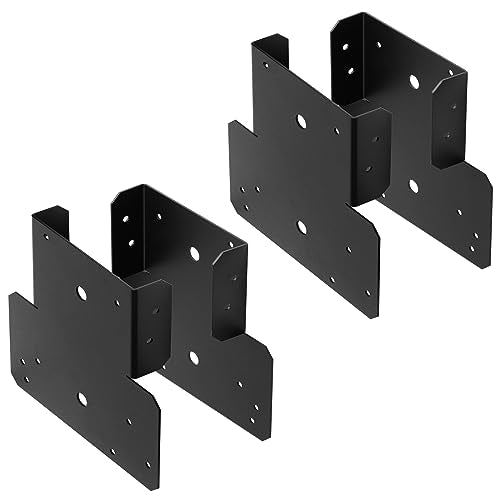 4 Pcs 6x6 Black T Shaped Post and Beam Connector, Pergola Post Bracket - size: 6x6