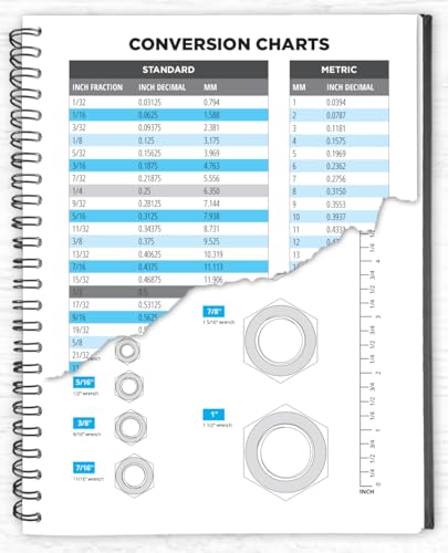 All-in-One DIY Project Notebook - Conversion Charts, Miter Angles, Bolt Sizes and Workshop Reference Guide - 120 Pages and 18 Laminated Reference Pages - Woodworking Planner