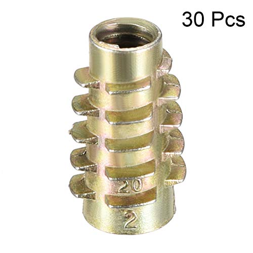 uxcell Furniture Threaded Insert Nuts Zinc Alloy Hex-Flush M6 Internal Threads 20mm Length 30pcs - size: M6x20mm