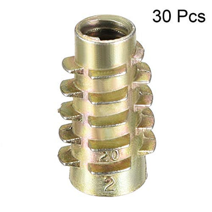 uxcell Furniture Threaded Insert Nuts Zinc Alloy Hex-Flush M6 Internal Threads 20mm Length 30pcs - size: M6x20mm