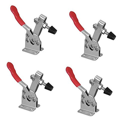 POWERTEC 4PK Toggle Clamp, 300 lbs Holding Capacity, 201B Quick Release Horizontal Clamps w/Antislip Rubber Pressure Tip for Woodworking Jigs and Fixtures, Welding, Drill Press, Crosscut Sled (20327) - size: 201B, 4PK