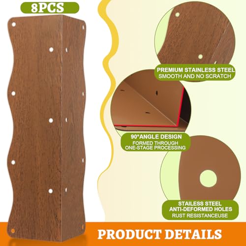 8Pcs Heavy Duty Metal Raised Garden Bed L-Shape Corner Brackets (11"x3"x3") - color: Brown