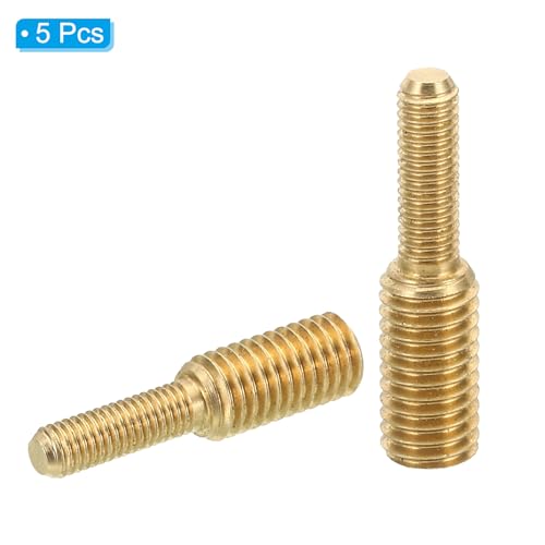 PATIKIL M5x16mm to M8x16mm Double End Threaded Stud Screw Bolt, 5 Pack Brass Rod Bolts Thread Reducer Adapter for Furniture Fastener, Hardware Connector - size: M5x16mm to M8x16mm