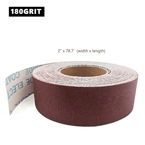 180 Grit Sandpaper Roll, 2 Inch x78.7 Feet Continuous Abrasive Sand Paper Ready to Cut Emery Cloth Roll for Drum Sander Woodworking Automotive Metal Sanding - size: 180 Grit