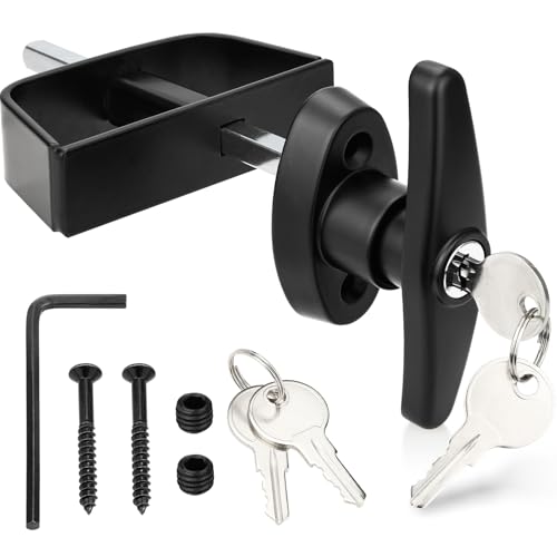 Shed Door Lock Latch, 5-1/2 Inch Stem Shed Door T Handle Lock with 4 Keys Hardware Set for Storage Barn Camper RV Garage, Fits on 4-1/2" Max Thickness - size: 5½ Inch Stem 1 PACK