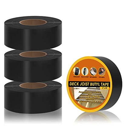 Butyl Joist Tape for Decking 2''×50', 4 Rolls Waterproof Deck Tape - size: 4Rolls 2" x 50'