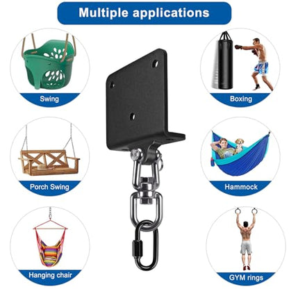 Dolibest Heavy Punching Bag Hanger, 360° Rotation I-Beam Mount for Boxing Muay Thai, Wood Beam Hook for Weight Strength Training Systems, Aerial Yoga & Hammock, Resistance Band (1000 LB Capacity) - color: Black beam hanger- 360°+ 180° rotation