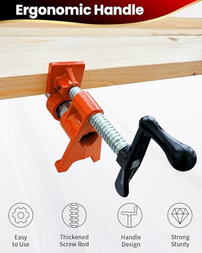 Pipe Clamps 3/4 Inch 6 Pack, Heavy Duty Bar Wood Clamps - style: Orange, 3/4 IN