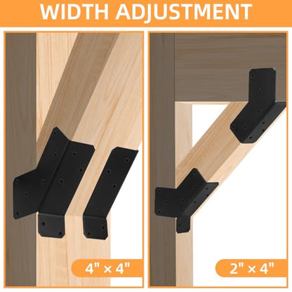 45-Degree Angle Bracket, Adjustable Heavy Duty Connector Brace for 2x4, 4x4 Post 45-Degree Pergola Support Brace for Pergola, Gazebo Wood Post 2 Pairs