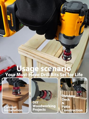9PCS Countersink Drill Bit Set with Adjustable Depth Stop Collar