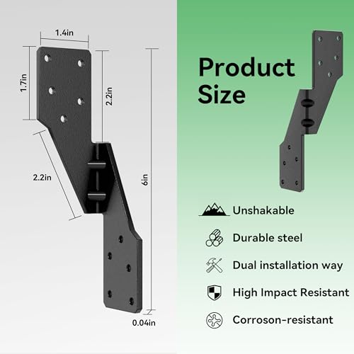 Black Hurricane Ties for Rafters,Hurricane Clips,Hurricane Brackets,Hurricane Straps for Shed,Rafter Hangers,Truss Brackets,Rafter Bracket(Left 25 pcs) - size: 25 Pcs, style: Black Left Hurricane Ties