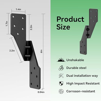 Black Hurricane Ties for Rafters,Hurricane Clips,Hurricane Brackets,Hurricane Straps for Shed,Rafter Hangers,Truss Brackets,Rafter Bracket(Left 25 pcs) - size: 25 Pcs, style: Black Left Hurricane Ties