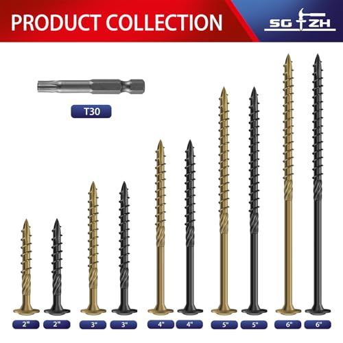 #14 x 2 Inch Lag Screws (124Pcs) 2lb. Structural Wood Screw, Black, Carbon Steel, Washer Head, Rust Resistant epoxy Coated, T30 Torx Bit - color: Black, size: #14 x 2"