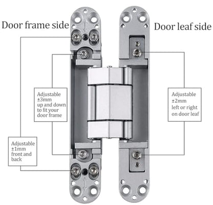 Ranbo 7 Inch Hidden Door Hinge, 3D Adjustable, Zinc Alloy Hardware Kit - size: 7 Inch