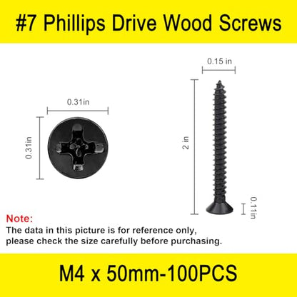#7 x 2 Black Drywall Screws for Metal, Flat Head Self Tapping (100Pcs) - color: #7 x 2" (100pcs)