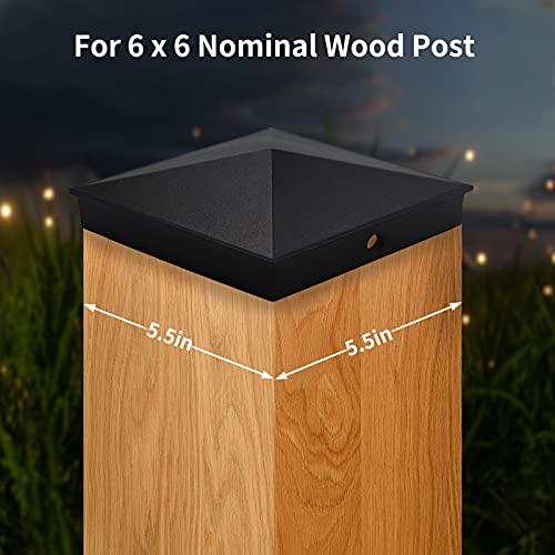 6x6 Heavy Duty Aluminum Post Caps Cover, Actual 5.5" x 5.5" Wood Post - color: Black, size: 5.5" x 5.5"