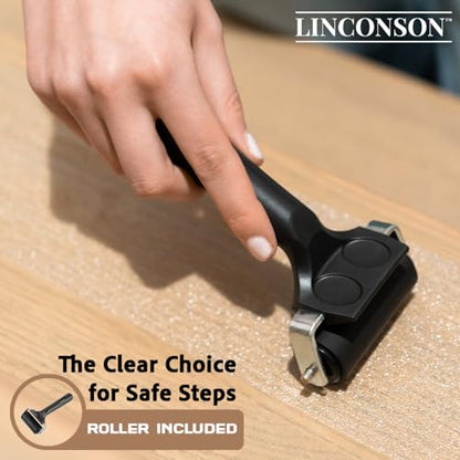 linconson | 6” x 32” | Clear Slip Resistant Stairs Tread Grip Tape (15 Pack) Anti Slip Strips-PVC Free | Easy Install Roller Included - size: 6 Inch x 32 Inch