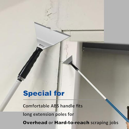 CHILI TOOLS 7" Bent Stainless Steel Chisel Pole Scraper, Overhead Paint Scraper for Wallpaper Ceiling Paint Removal, Made in Taiwan - size: 7" Bent