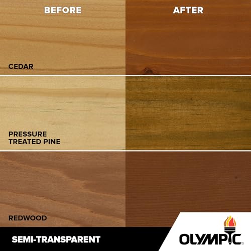 Olympic Elite 1 gal Atlas Cedar Semi-Transparent Wood Stain & Sealer in One - color: Atlas Cedar, style: Semi-Transparent
