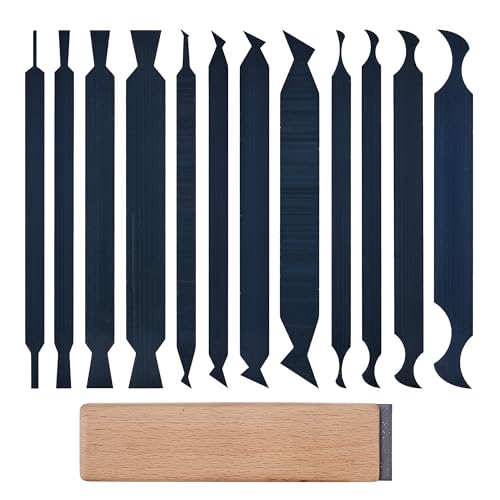 New Cabinet Scraper Cards and Cabinet Scraper Burnisher with 12 Piece Multi-Shaped Scraper Set Suitable for Various Small space and Small-Sized Tasks(HTCSCS13)