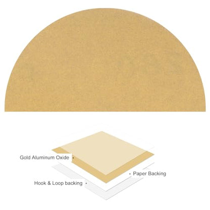 50pcs No Hole Sanding Discs- [ 3 Inch 280 Grit ] Round Hook and Loop Grip Sanding Pads Sheet Sandpaper for Automotive Woodworking Metal Polishing Use| Gold, Aluminum Oxide - size: 280 grit
