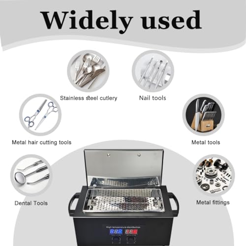 Tool Sterilizers, High temperature sterilization up to 230°C Time Setting, for Nail Salons Dental Clinics Hair Cutting Tools and Daily Household Use Black - color: Black1