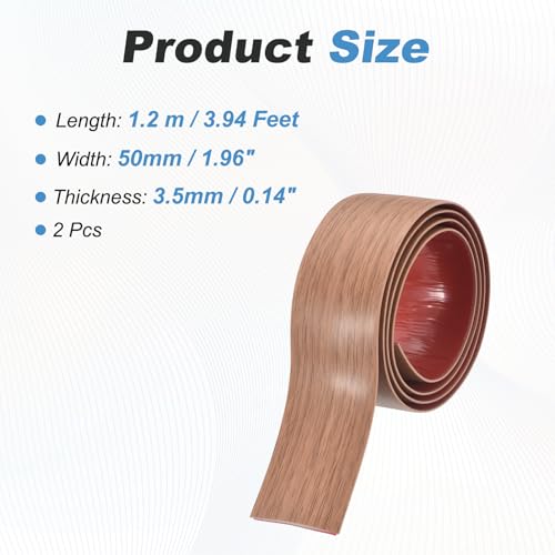 2Pcs Floor Transition Strip 3.94ftx2 PVC Vinyl Tile Edge Trim - color: Yellow Oak