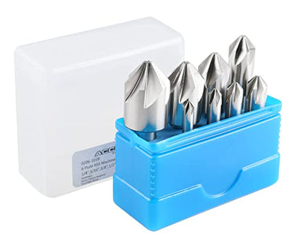 Accusize Industrial Tools 82 Degree 6 Flute H.S.S. Machine Countersink, 8 Pcs, Precision Ground, 0206-1018 - size: 82°