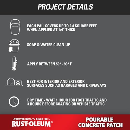 Rust-Oleum 369667 Pourable Concrete Patch, 5 lb Pail, White