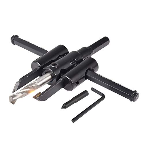 KATUR 30mm to 120mm Adjustable Circle Hole Cutter Saw Kit, Wood Drywall Drill Bit Saw Round Cutting, Woodworking Twist Hole DIY Tools (30-120mm) - size: 30-120mm