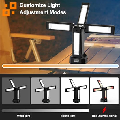 iodoo 13200mAh Rechargeable Solar Work Light with Folding Stand Support and Portable Carrying Bag, 8000 Lumen Stepless Dimmable, 4 Lighting Modes, White/Warm/Warm White (Black(Remote)) - size: Black(Remote)