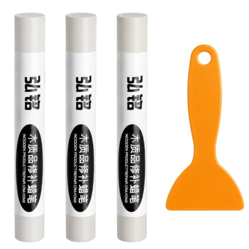 3 Colors Wood Filler Sticks, Grayish White Series, with Scraper - color: Grayish White Series