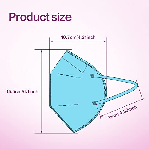 Miuphro 50 Pack Cup Dust Safety Disposable Masks, KN95 5-Layer Foldable Masks - color: Blue