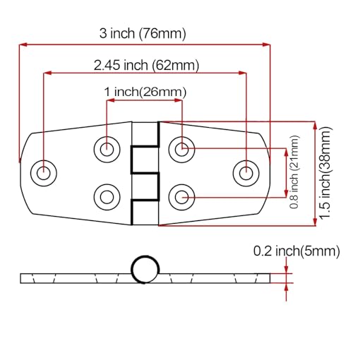 316 Stainless Steel Hinges Marine Grade 3" x 1.5" Heavy Duty Boat Hatch Hinge (76 mm X 38 mm) Casting Cabinet Door Hinge with Screws (6 Pack) - style: 6 Pack